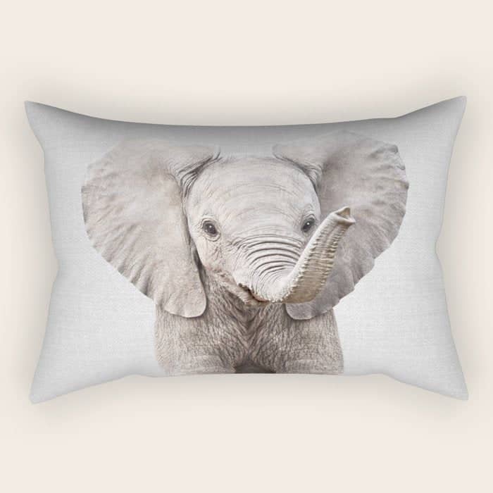 Baby Elephant - Colorful Rectangular Pillow