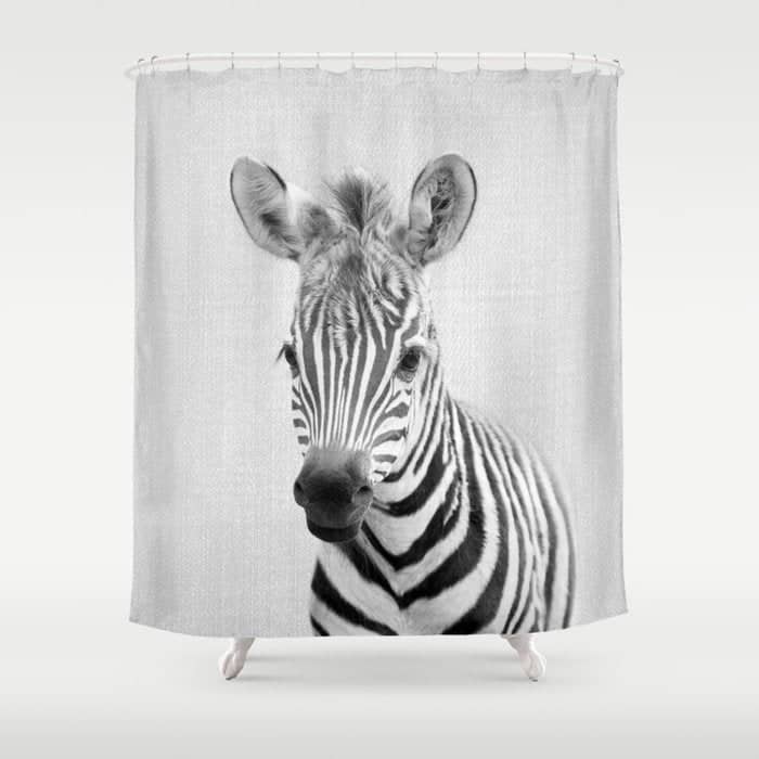 Baby Zebra - Black & White Shower Curtain