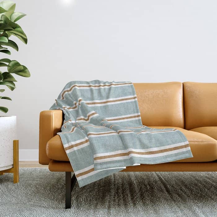 Cadence Stripes - Dusty Blue And Rust Throw Blanket