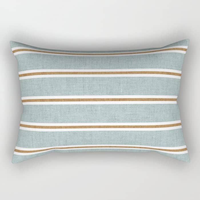 Cadence Stripes - Dusty Blue And Rust Rectangular Pillow