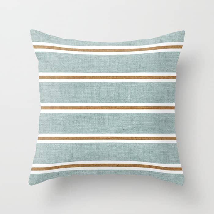 Cadence Stripes - Dusty Blue And Rust Throw Pillow