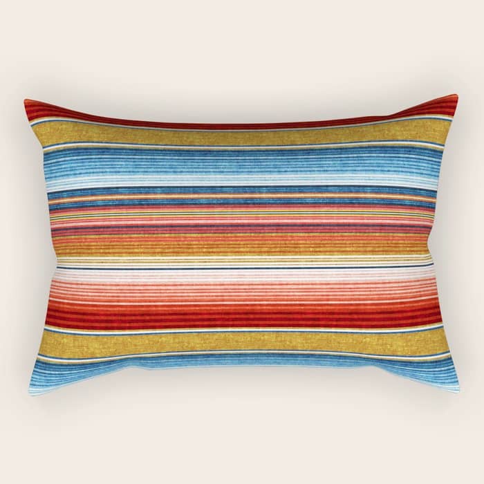Serape Southwest Stripe - Red, Blue, Gold Rectangular Pillow