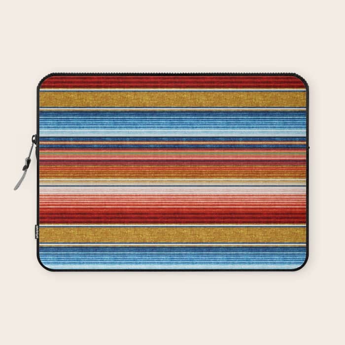Serape Southwest Stripe - Red, Blue, Gold Laptop Sleeve