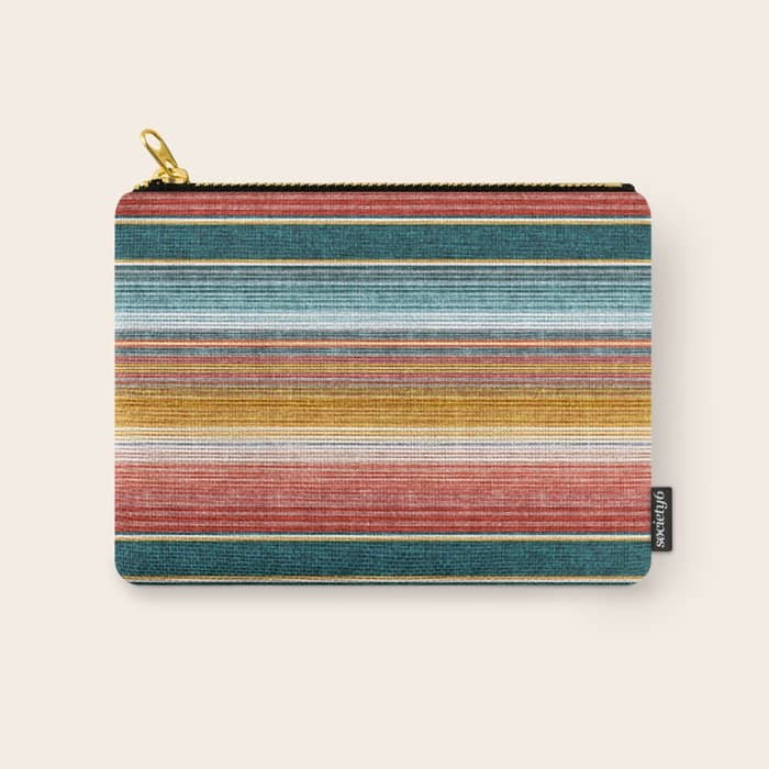 Serape Southwest Stripe - Orange & Teal Carry All Pouch