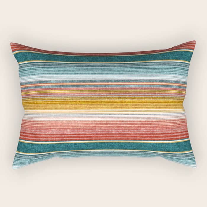 Serape Southwest Stripe - Orange & Teal Rectangular Pillow