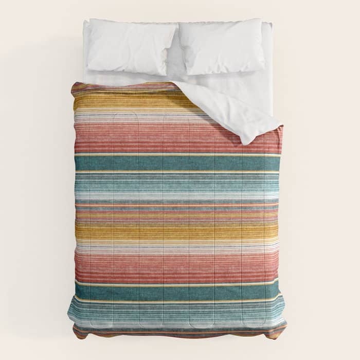 Serape Southwest Stripe - Orange & Teal Comforter