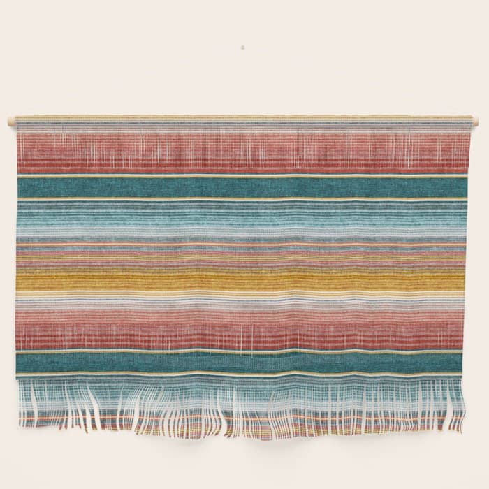 Serape Southwest Stripe - Orange & Teal Wall Hanging