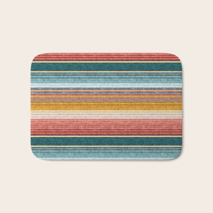 Serape Southwest Stripe - Orange & Teal Bath Mat