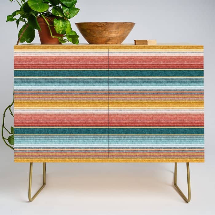 Serape Southwest Stripe - Orange & Teal Credenza