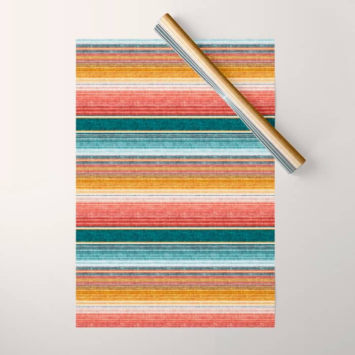 Serape Southwest Stripe - Orange & Teal Wrapping Paper