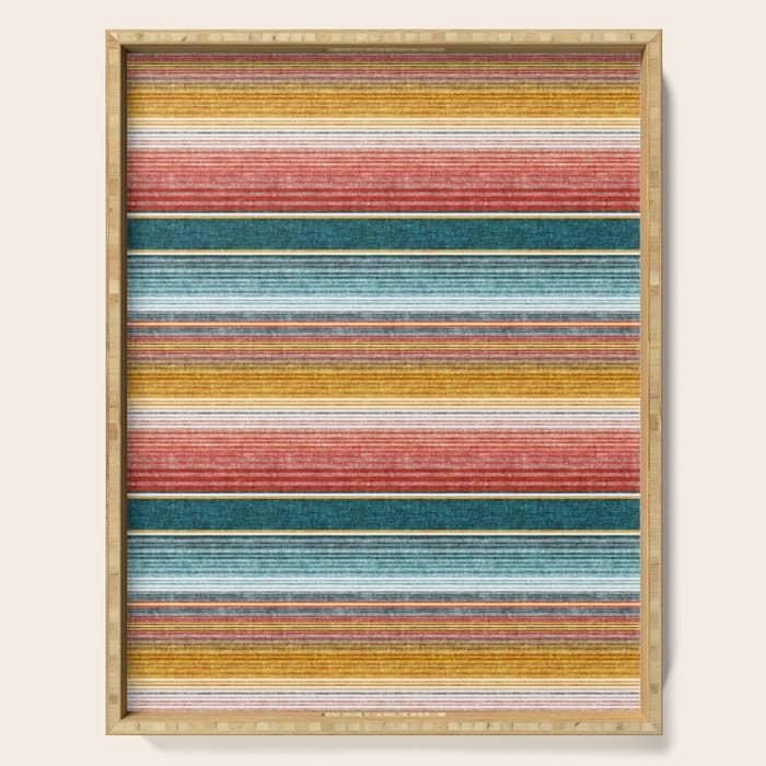 Serape Southwest Stripe - Orange & Teal Serving Tray