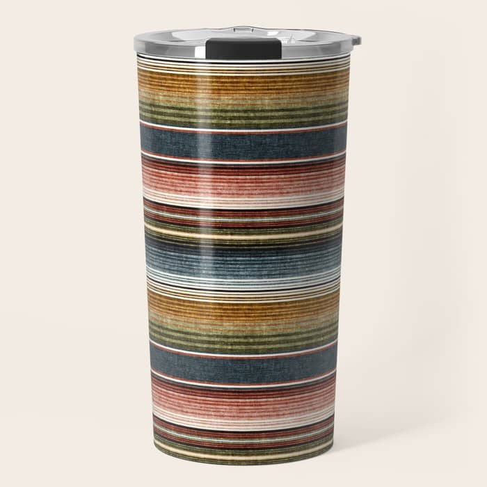 Serape Southwest Stripe - Earth Tones Travel Mug