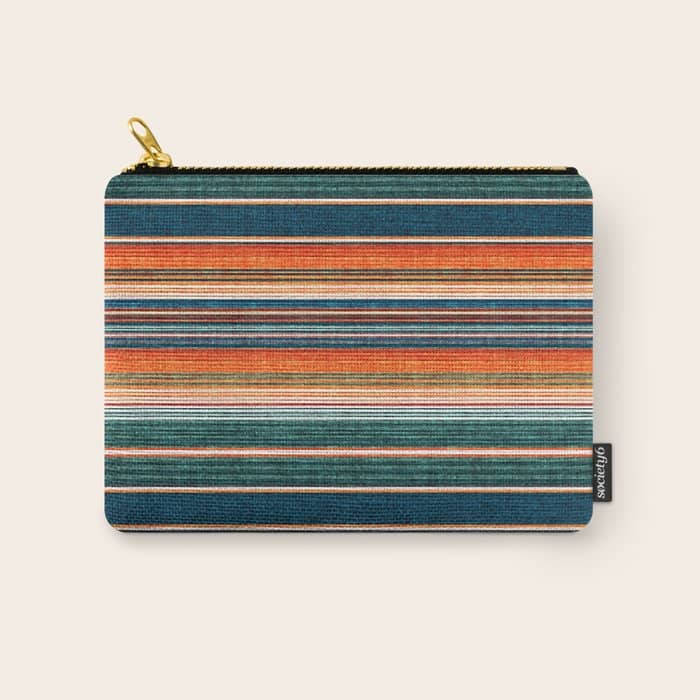 Serape Southwest Stripe - Orange & Dark Teal Carry All Pouch