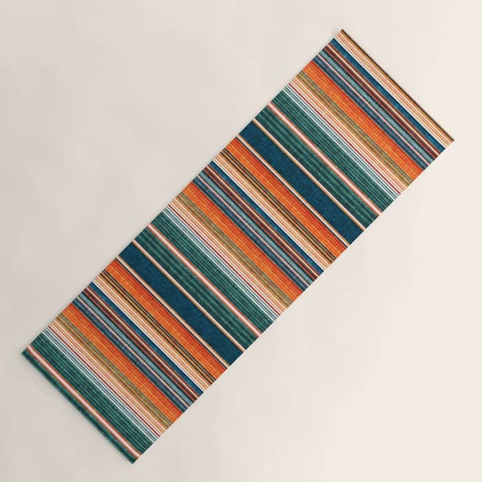 Serape Southwest Stripe - Orange & Dark Teal Yoga Mat