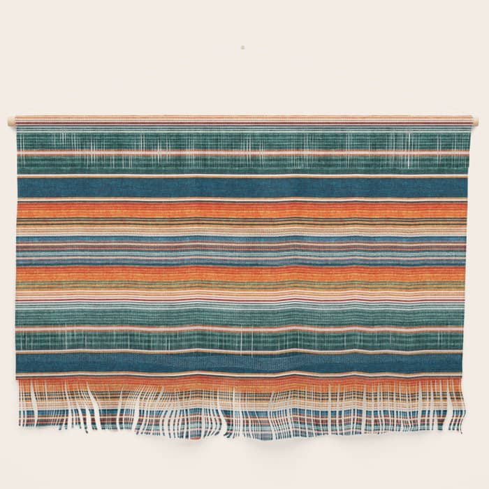 Serape Southwest Stripe - Orange & Dark Teal Wall Hanging