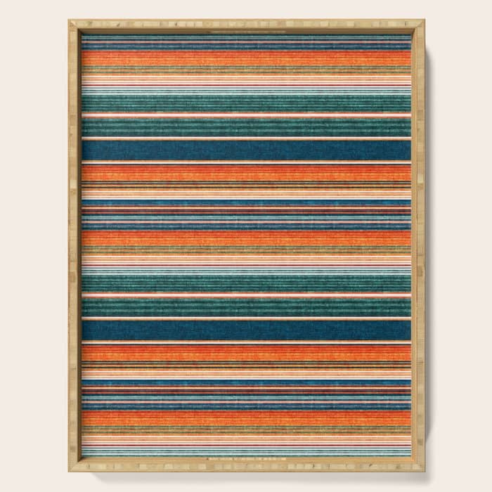 Serape Southwest Stripe - Orange & Dark Teal Serving Tray