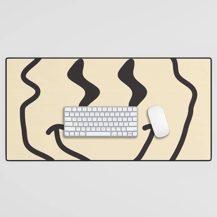 Wonky Smiley Face - Black And Cream Desk Mat