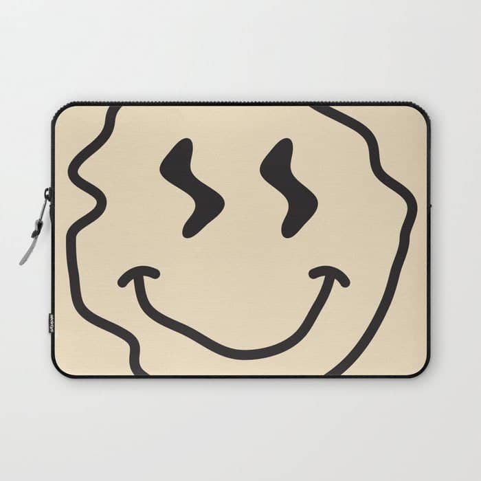 Wonky Smiley Face - Black And Cream Laptop Sleeve