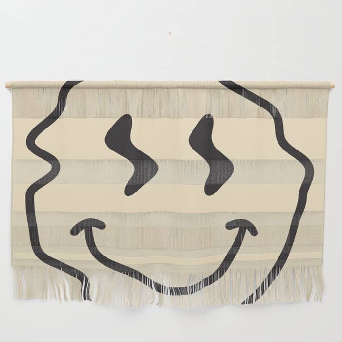 Wonky Smiley Face - Black And Cream Wall Hanging