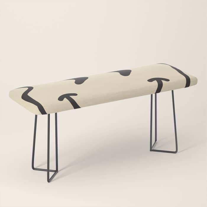 Wonky Smiley Face - Black And Cream Bench
