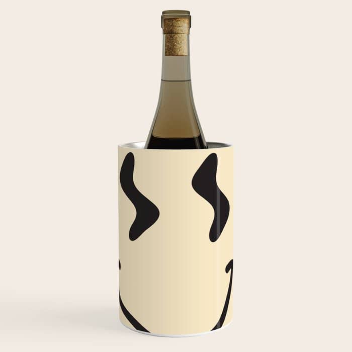 Wonky Smiley Face - Black And Cream Wine Chiller