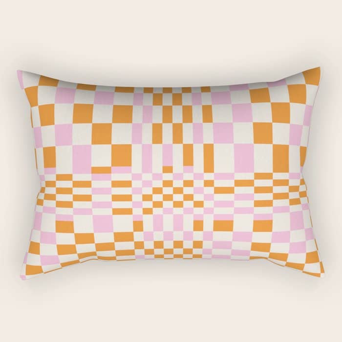 Happy Colorful Checkered Pattern  Rectangular Pillow