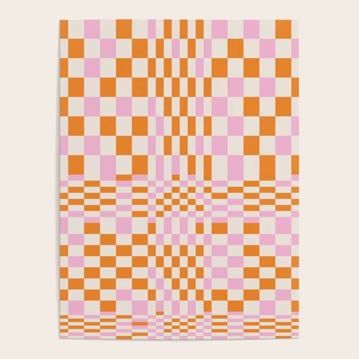 Happy Colorful Checkered Pattern  Poster