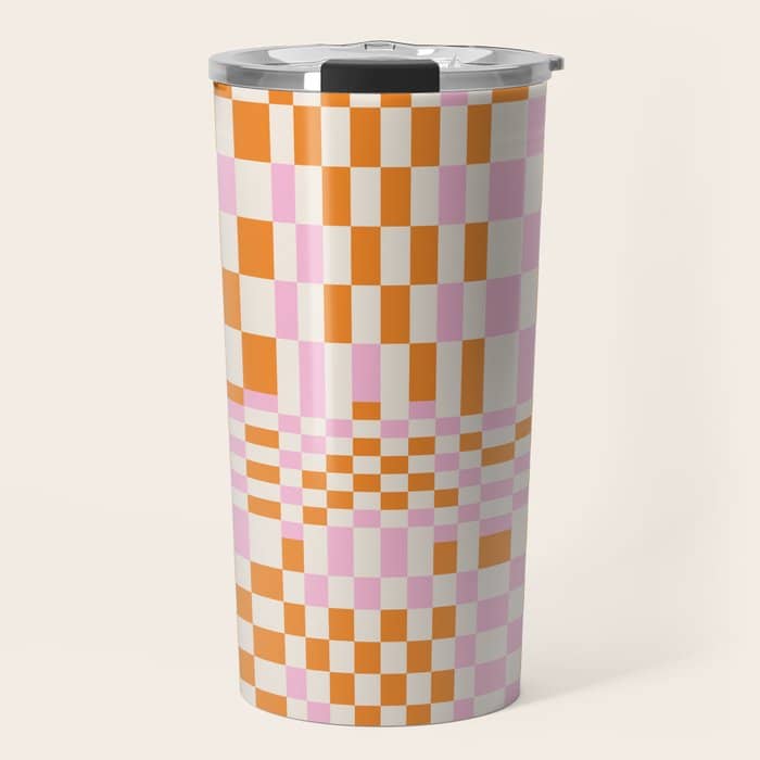 Happy Colorful Checkered Pattern  Travel Mug
