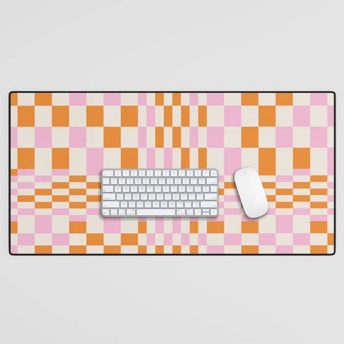 Happy Colorful Checkered Pattern  Desk Mat