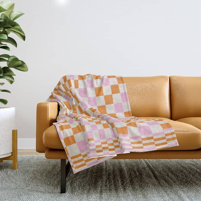 Happy Colorful Checkered Pattern  Throw Blanket