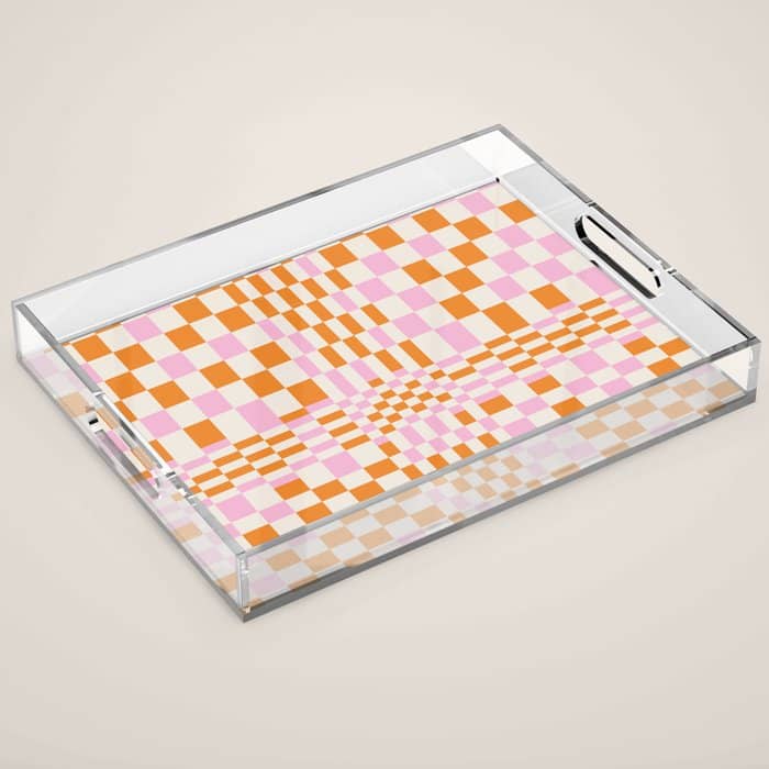 Happy Colorful Checkered Pattern  Acrylic Tray