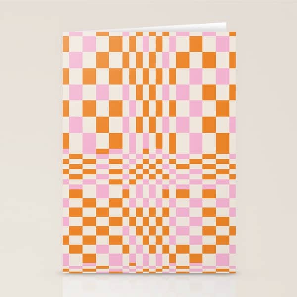 Happy Colorful Checkered Pattern  Stationery Card