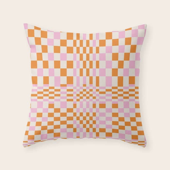 Happy Colorful Checkered Pattern  Throw Pillow