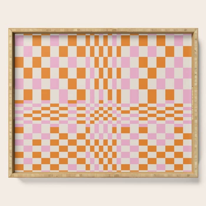 Happy Colorful Checkered Pattern  Serving Tray