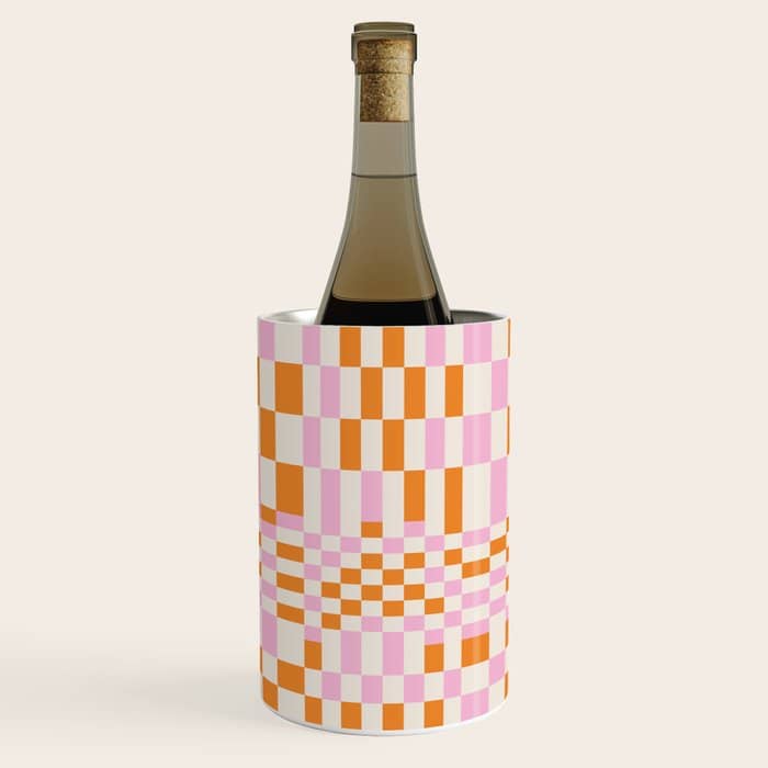 Happy Colorful Checkered Pattern  Wine Chiller