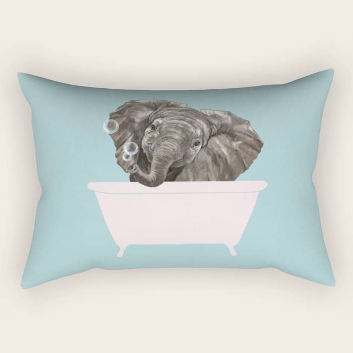 Baby Elephant In Bathtub Rectangular Pillow