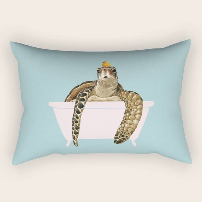 Sea Turtle In Bathtub Rectangular Pillow