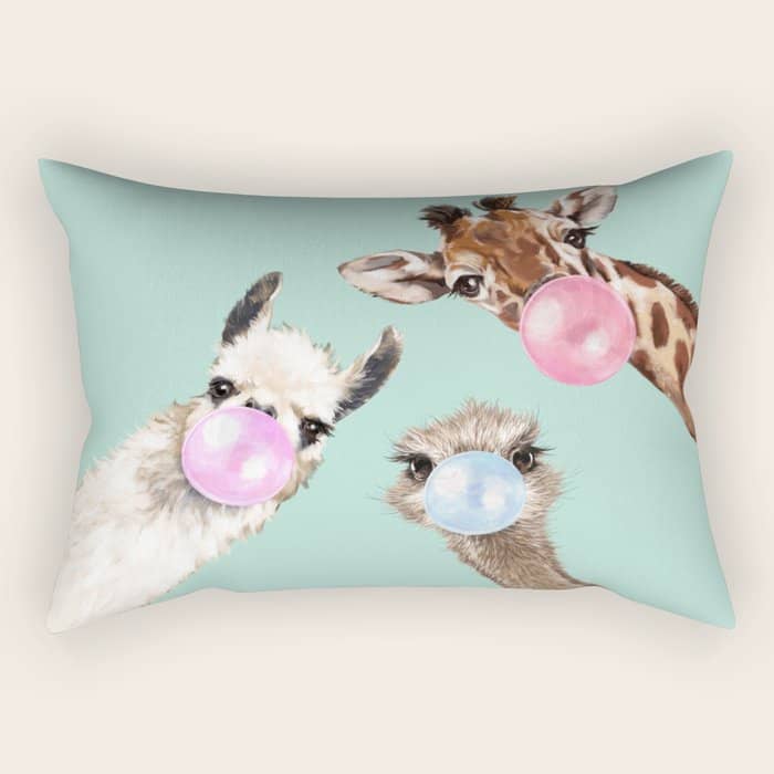 Bubble Gum Gang In Green Rectangular Pillow