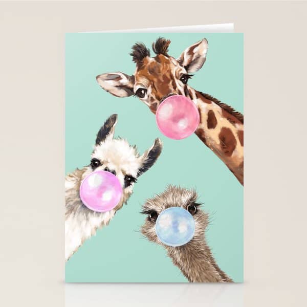 Bubble Gum Gang In Green Stationery Card