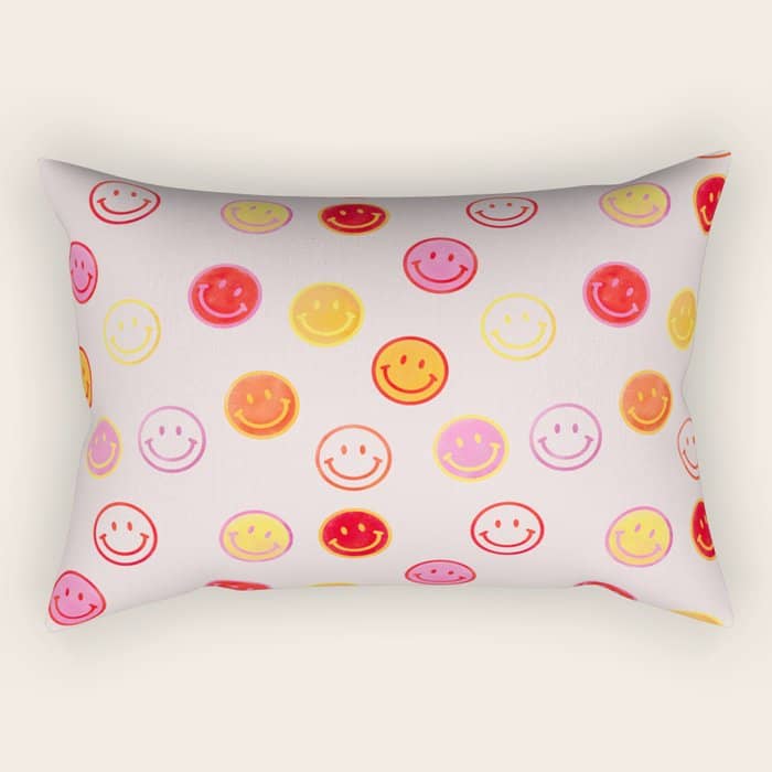 Smiling Faces Pattern Rectangular Pillow