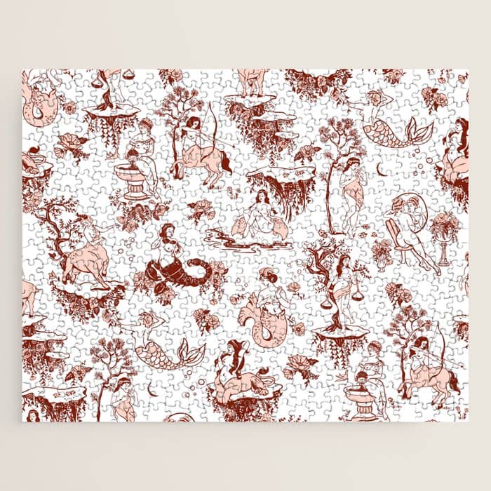 Zodiac Sign Astrology Toile Pattern Jigsaw Puzzle