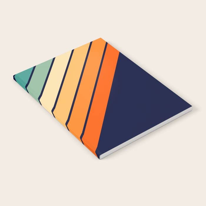 Farida - 70s Vintage Style Retro Stripes Notebook