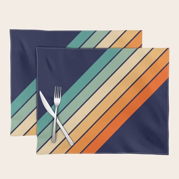 Farida - 70s Vintage Style Retro Stripes Placemat
