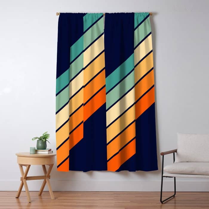 Farida - 70s Vintage Style Retro Stripes Window Curtain