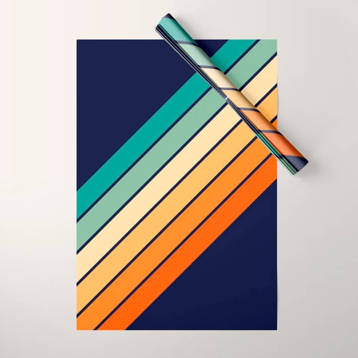 Farida - 70s Vintage Style Retro Stripes Wrapping Paper