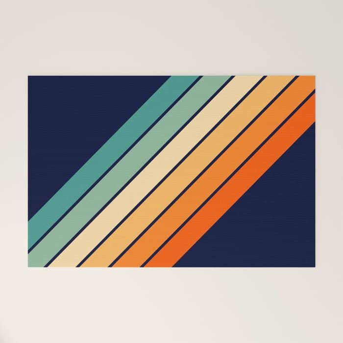 Farida - 70s Vintage Style Retro Stripes Welcome Mat