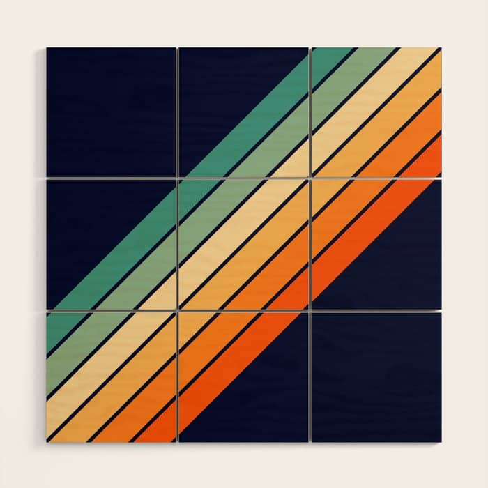 Farida - 70s Vintage Style Retro Stripes Wood Wall Art
