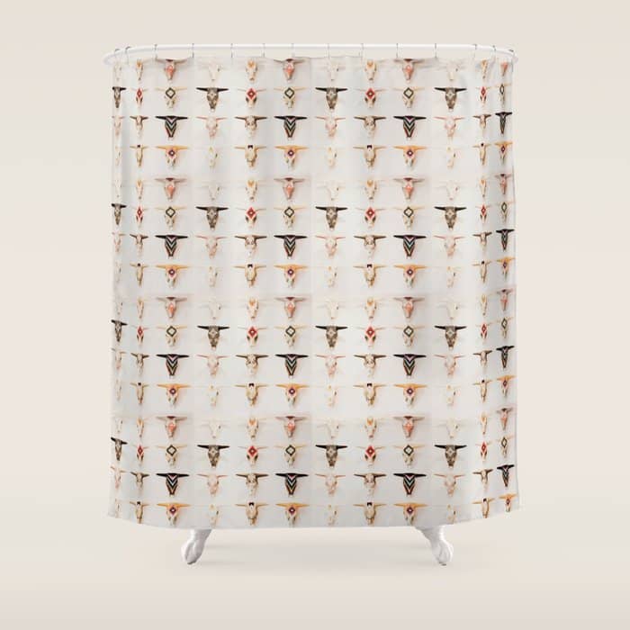 Bull Skulls - Mexican Folk Art Shower Curtain