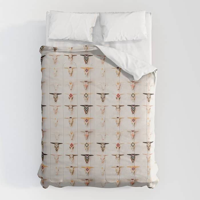 Bull Skulls - Mexican Folk Art Comforter