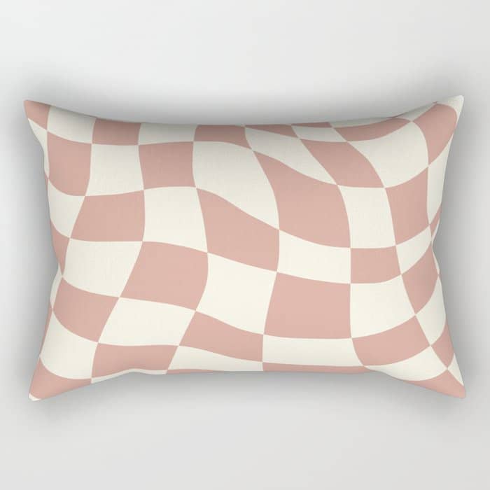 Checkers Coral Summer Beach Rectangular Pillow
